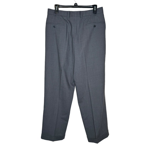 Samuelsohn Men Dress Pants Natural Stretch Lined Pleated Cuffed Hi-Rise Gray 34 - Picture 10 of 10